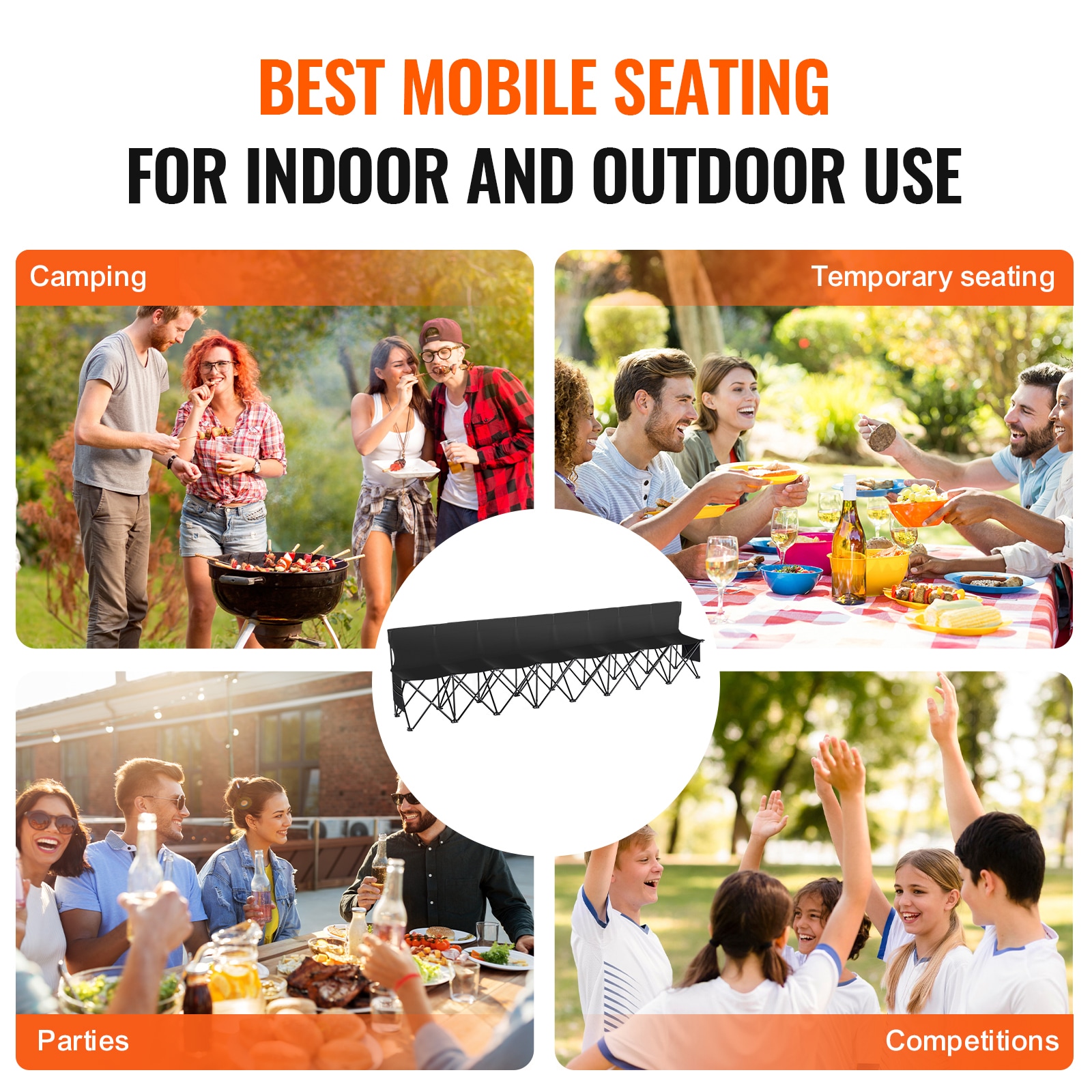 8 Seat Portable Folding Bench For Sports Events And Camping_voghion.com